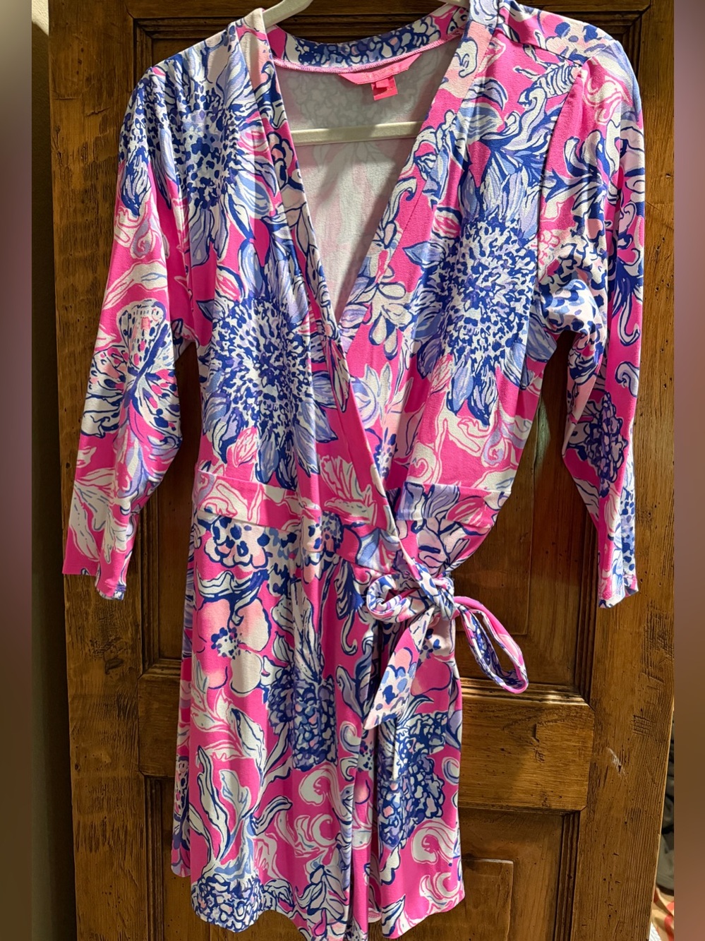 Lilly Pulitzer Pink & Blue Floral Wrap Romper